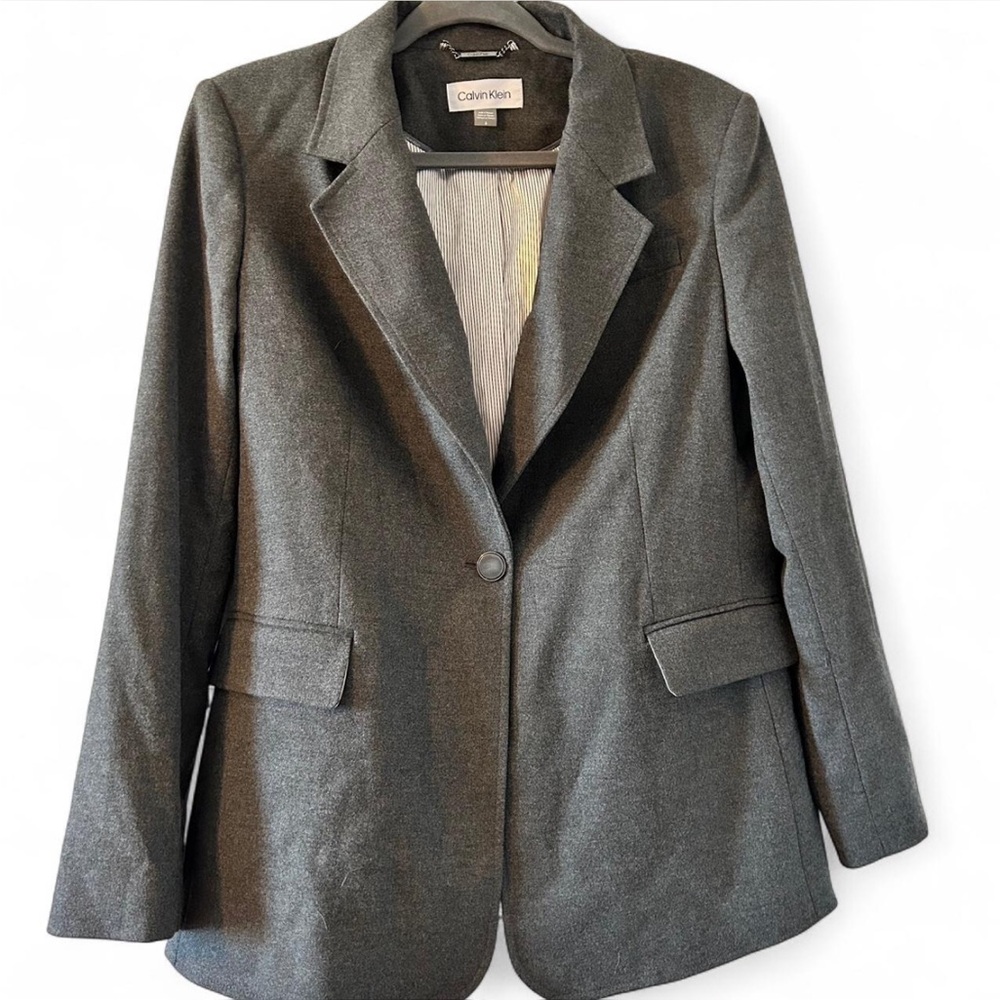Calvin Klein Gray Blazer Tailored Suit Jacket